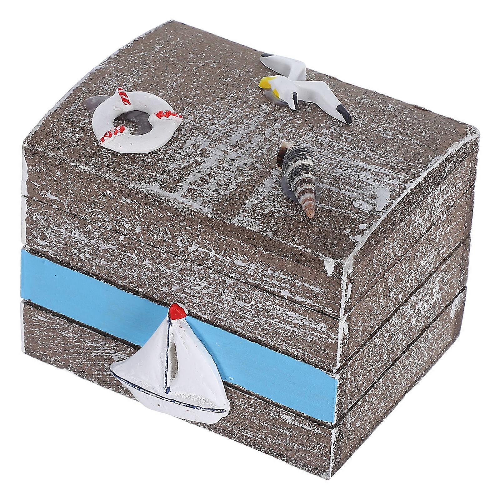 Ocean Style Wooden Box for Storage Use Small Handcrafted