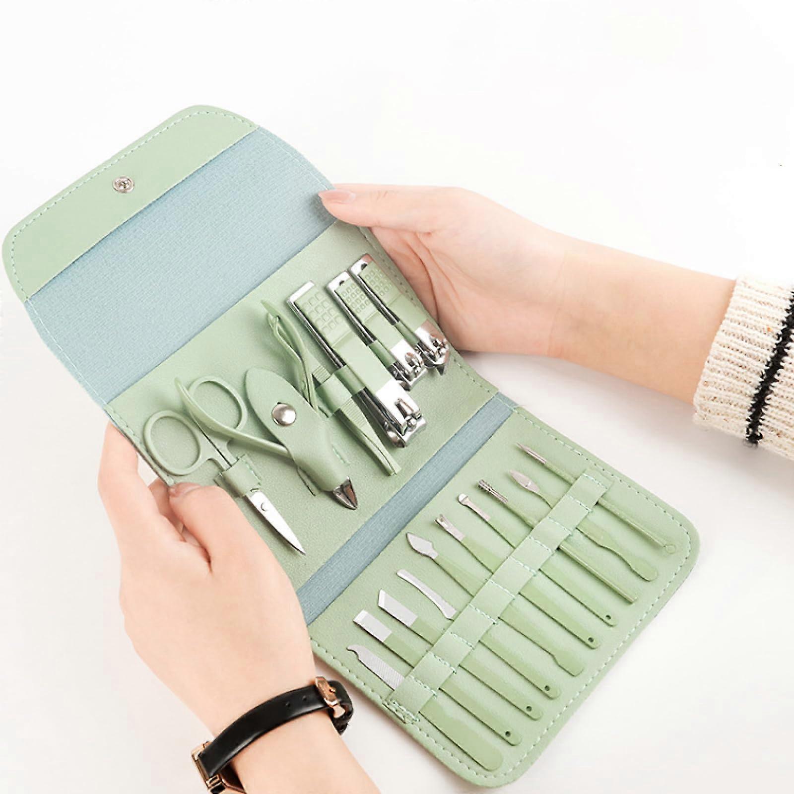 Nail Clippers Set 16 Piece Professional Manicure Pedicure Kit with Case and Precision Tools