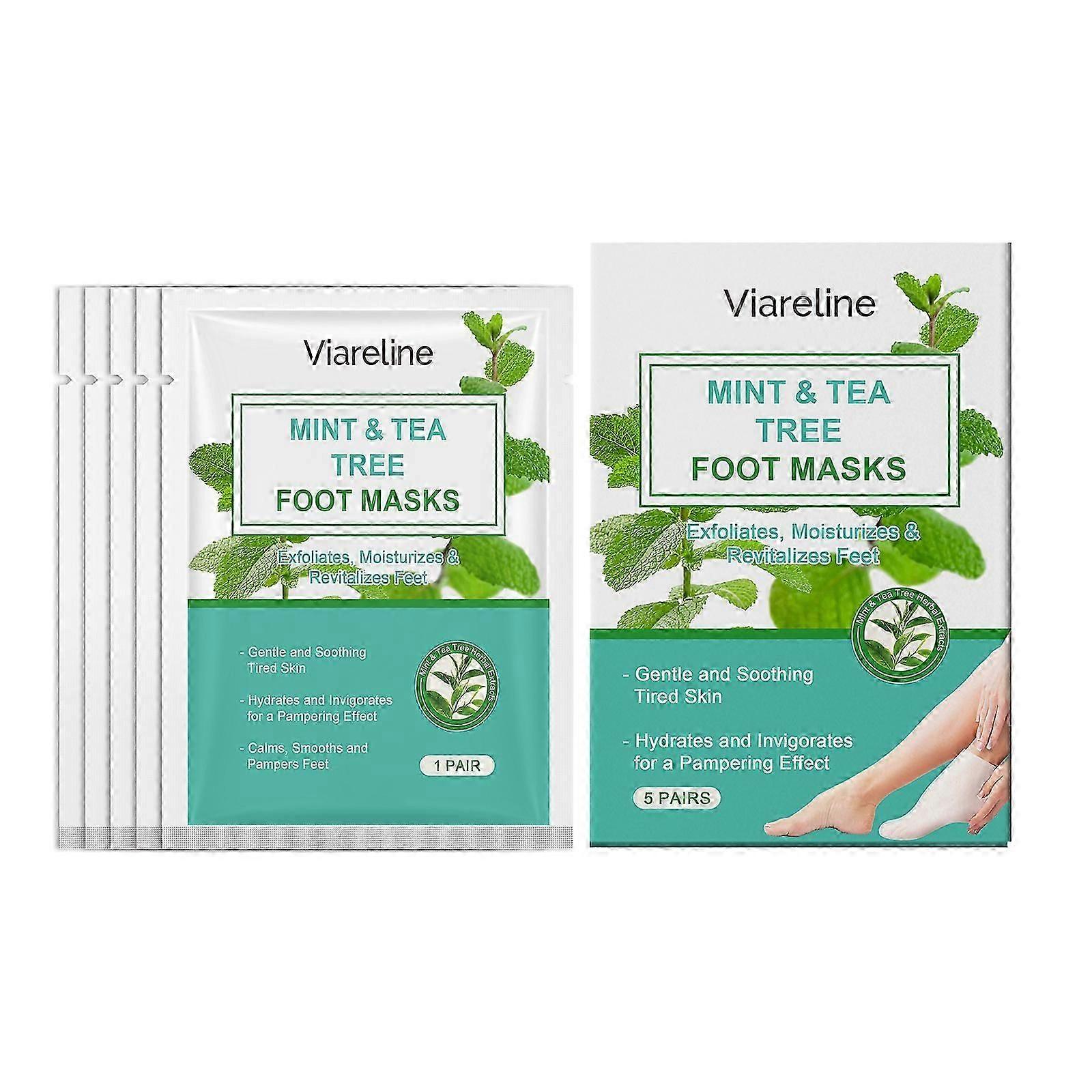 Mint Foot Mask - Exfoliating & Moisturizing for Silky Soft Soles - 5pcs