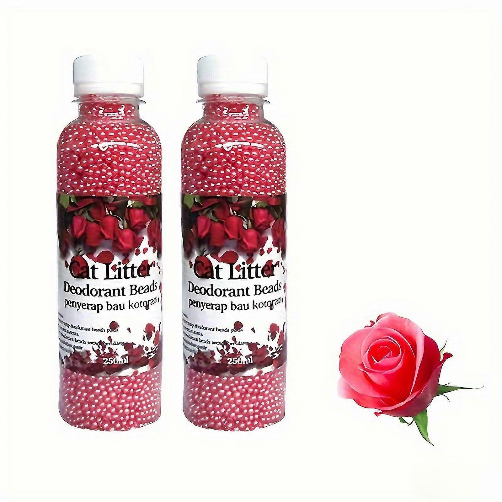 Cat Litter Deodorizer Flushable Dust Rose Scent Odor Eliminating Beads 2pcs