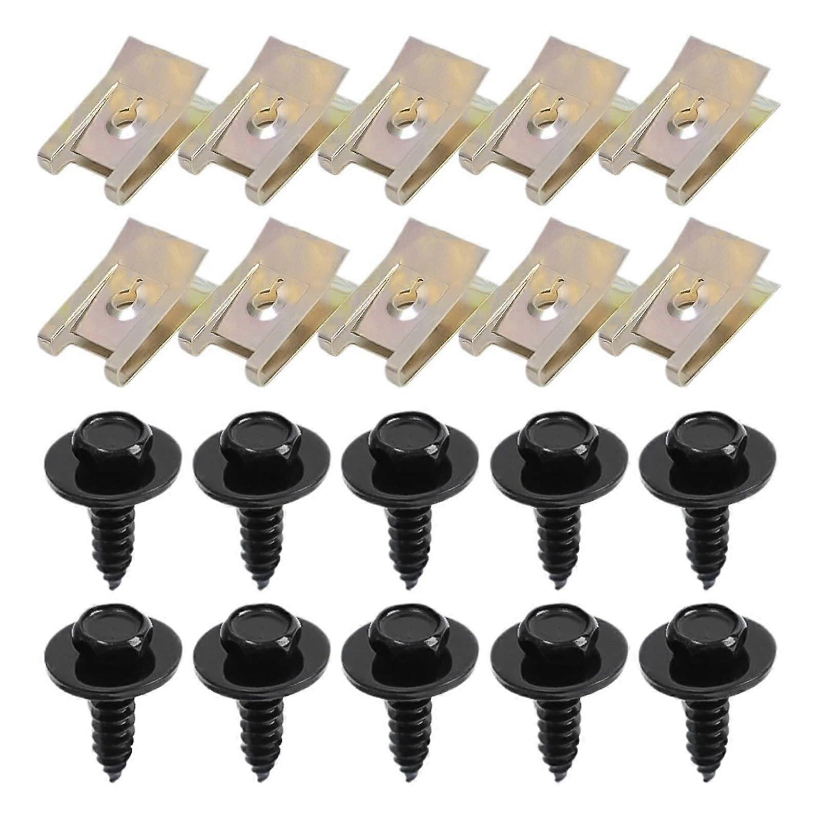 Car SelfTapping Screws and Automotive UShaped Clips Kit, RustResistant, 20pcs for DIY Fixing