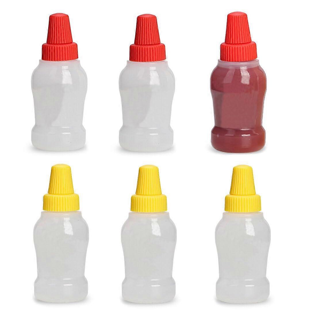 6PCS 25ml Plastic Squeeze Bottles Leakproof Mini Condiment Containers for Travel Camping Lunch