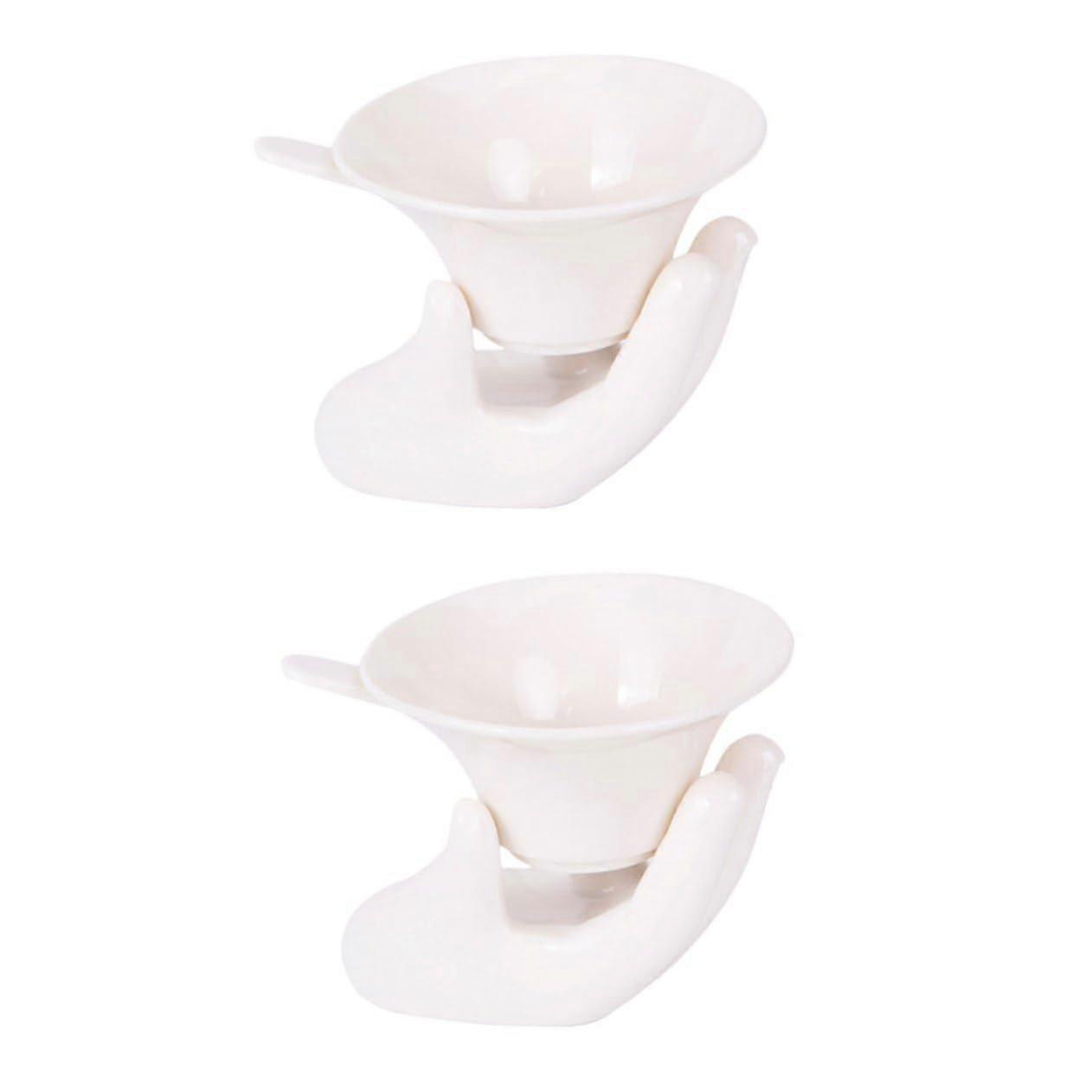 2 Sets Ceramic Tea Strainer White Chinese Tea Infusers with Ergonomic Handle Reusable Loose Leaf Filter