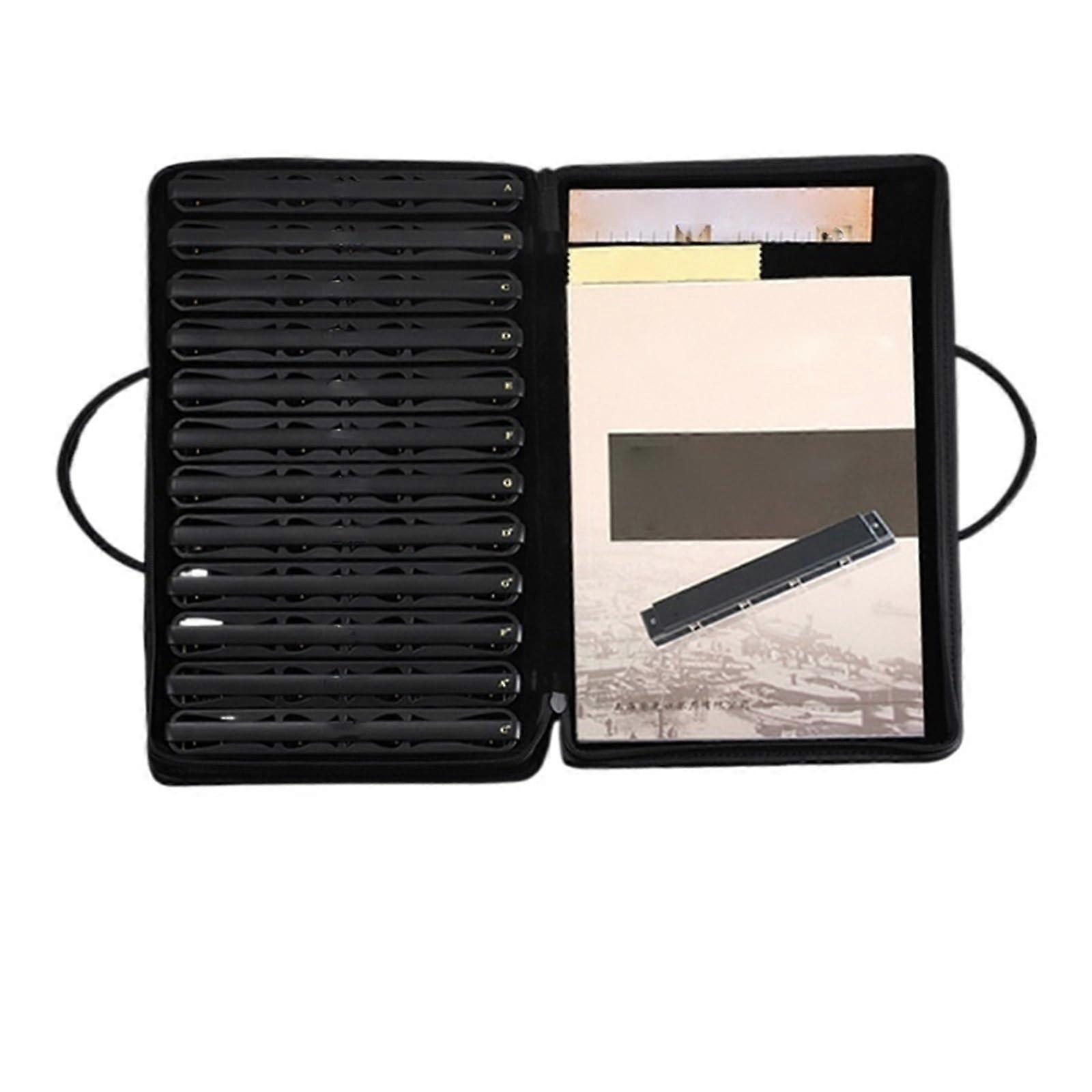 Professional Harmonica Set 12 Keys 24 Hole Polyphonic Harmonica for Adults Beginners Matte Black