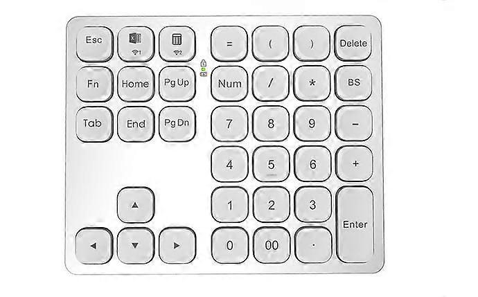 Dual Bluetooth Numeric Keypad Wireless 34Key Slim Number Pad for Laptop Desktop Silver