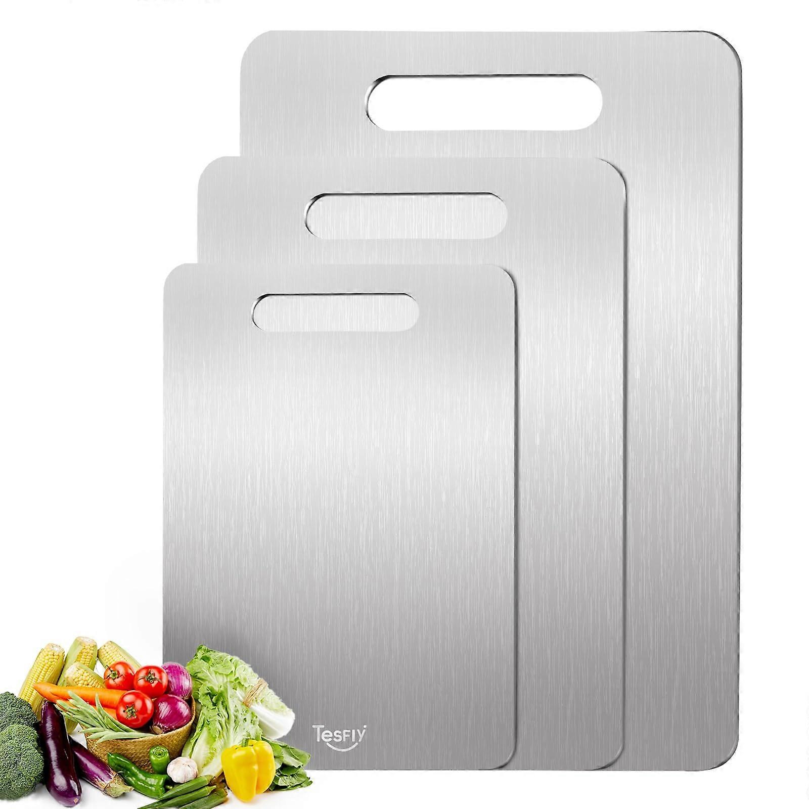 3 Pack Pure Titanium Cutting Boards for Kitchen, DoubleSided, CrackResistant, Plastic Prep