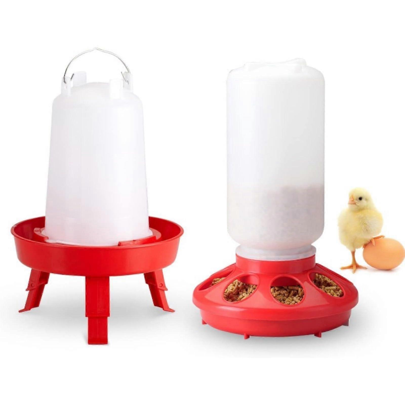 Automatic Chicken Feeder and Waterer Set 1L Feeder 1.5L Waterer Easy Refill for Small Flocks
