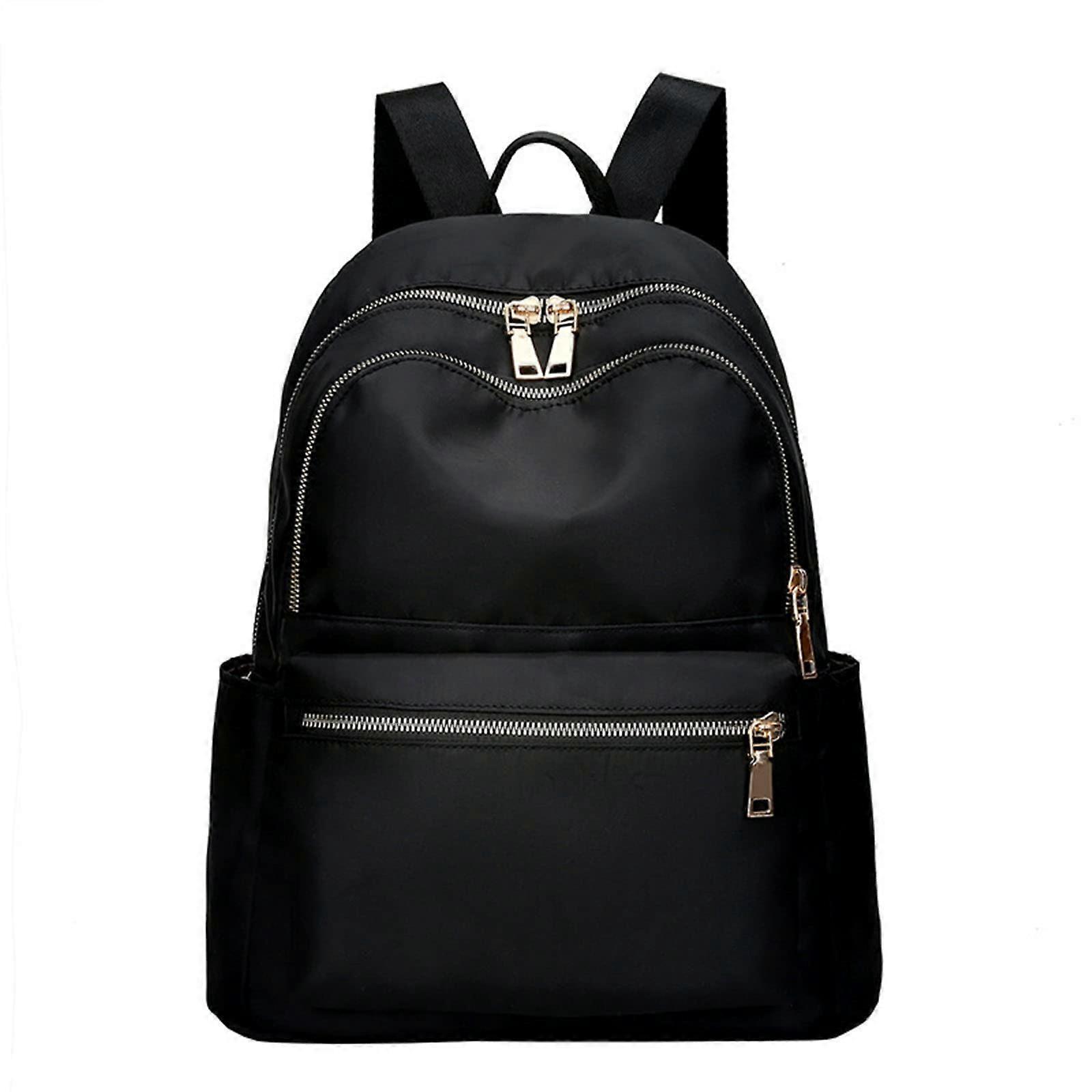 Black Large Capacity School Backpack with Adjustable Shoulder Straps and Dual Zipper Closure