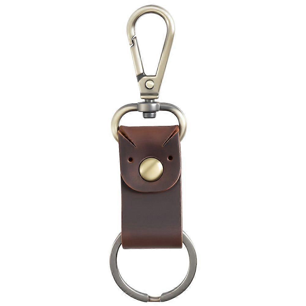 Cowhide Alloy Keychains with Swivel Clasps Coconut Brown 10.15cm
