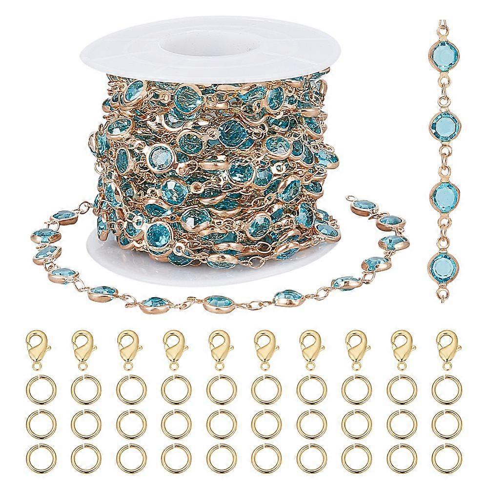DIY Brass Rhinestone Jewelry sets Making Kits Light Blue