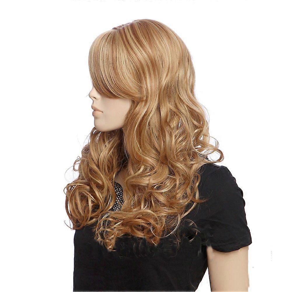 Blonde Medium Long Curly Synthetic Wig with Instant Volume Boost and Adjustable Secure Fit