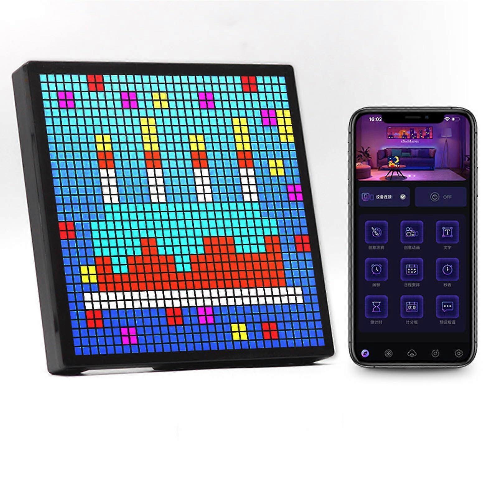 LED Pixel Display with Music Sync, Digital Clock, Custom Lighting for Gaming Room Decor