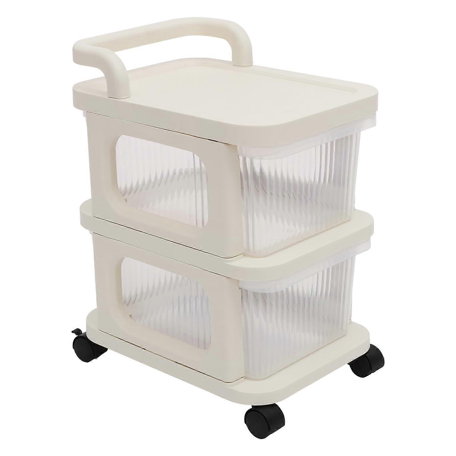 Rolling Storage Cart with 2 Drawers Lockable Wheels Clear Panels for Home Office Classroom