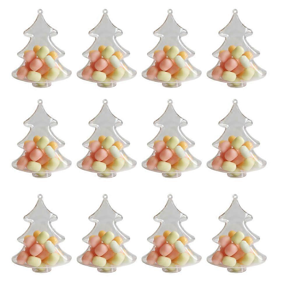 Transparent Wedding Candy Box for Storage Use 12Pcs Christmas Tree Shaped Gift Container
