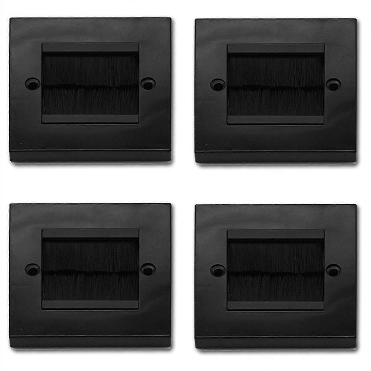 2Pcs Flush Brush Wall Plate Black