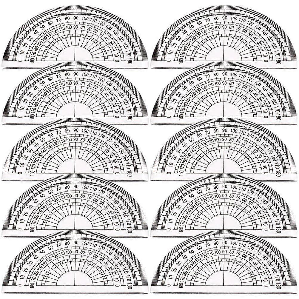 10Pcs Plastic Protractors for Measuring Math Angles Transparent Drawing Tools