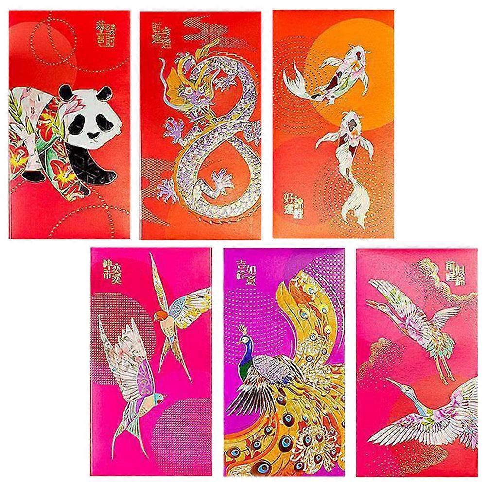 Chinese Style Red Envelope Paper Red Envelopes for Storage 6Pcs Pack