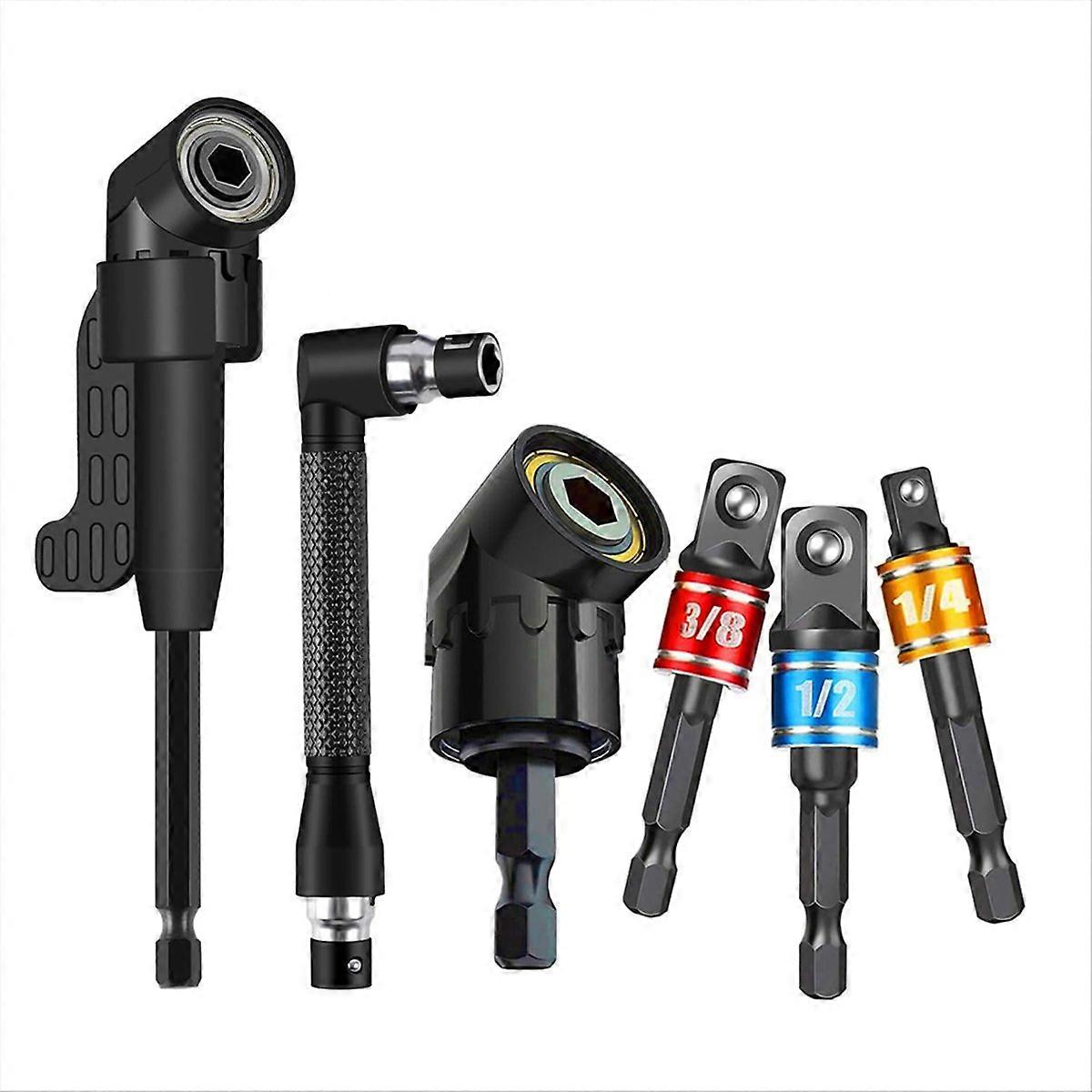 6Pcs Right Angle Drill Attachment Set with Hex Socket 105° Adapters