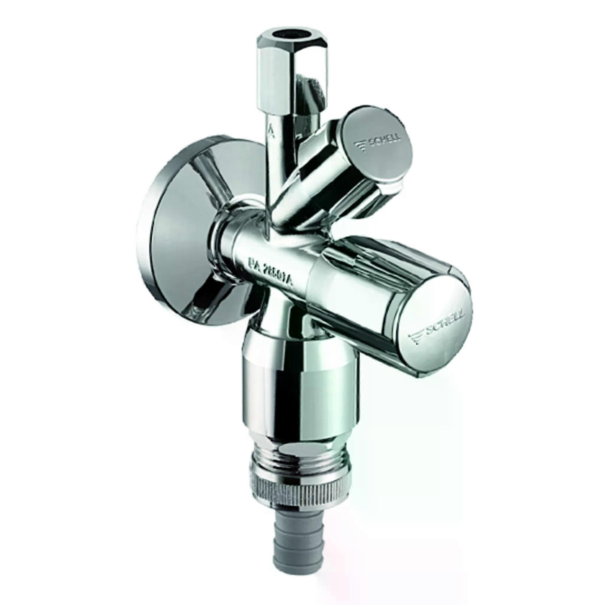 1 Stück: Schell Kombi-Eckventil 1/2" verchr. m.RV, m.RB,selbstdich.