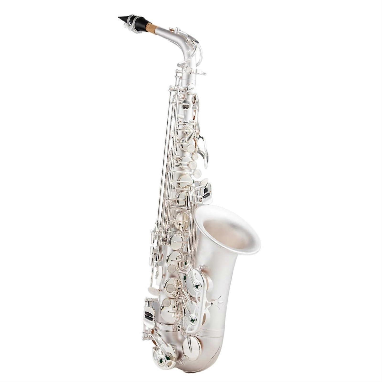Beginner Alto Eb Saxophone Silver Plated E Flat Brass Instrument with Case for Students