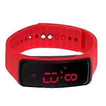 Moda Crianças Relógios de pulso ao ar livre Homens Mulheres LED Digital Watch Estudante Silicone Band Relógio de pulso (vermelho)