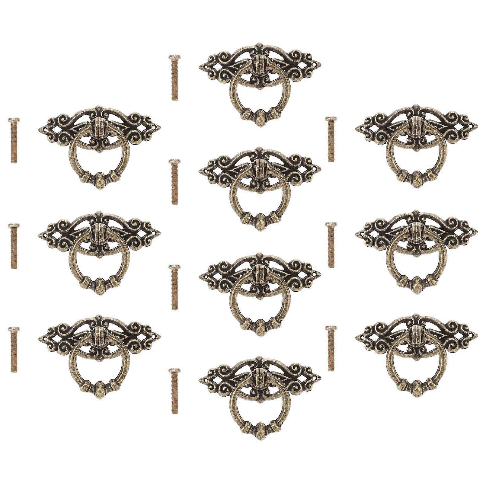 10pcs Vintage Kitchen Cabinet Cupboard Dresser Door Drawer Ring Pull Handles Knobs
