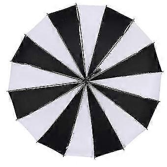 Eleganter langer Griff Winddichter Regenschirm Sonne Regen Verwenden Sie 16 Rippen Schwarz Weiß Design Pagode Typ