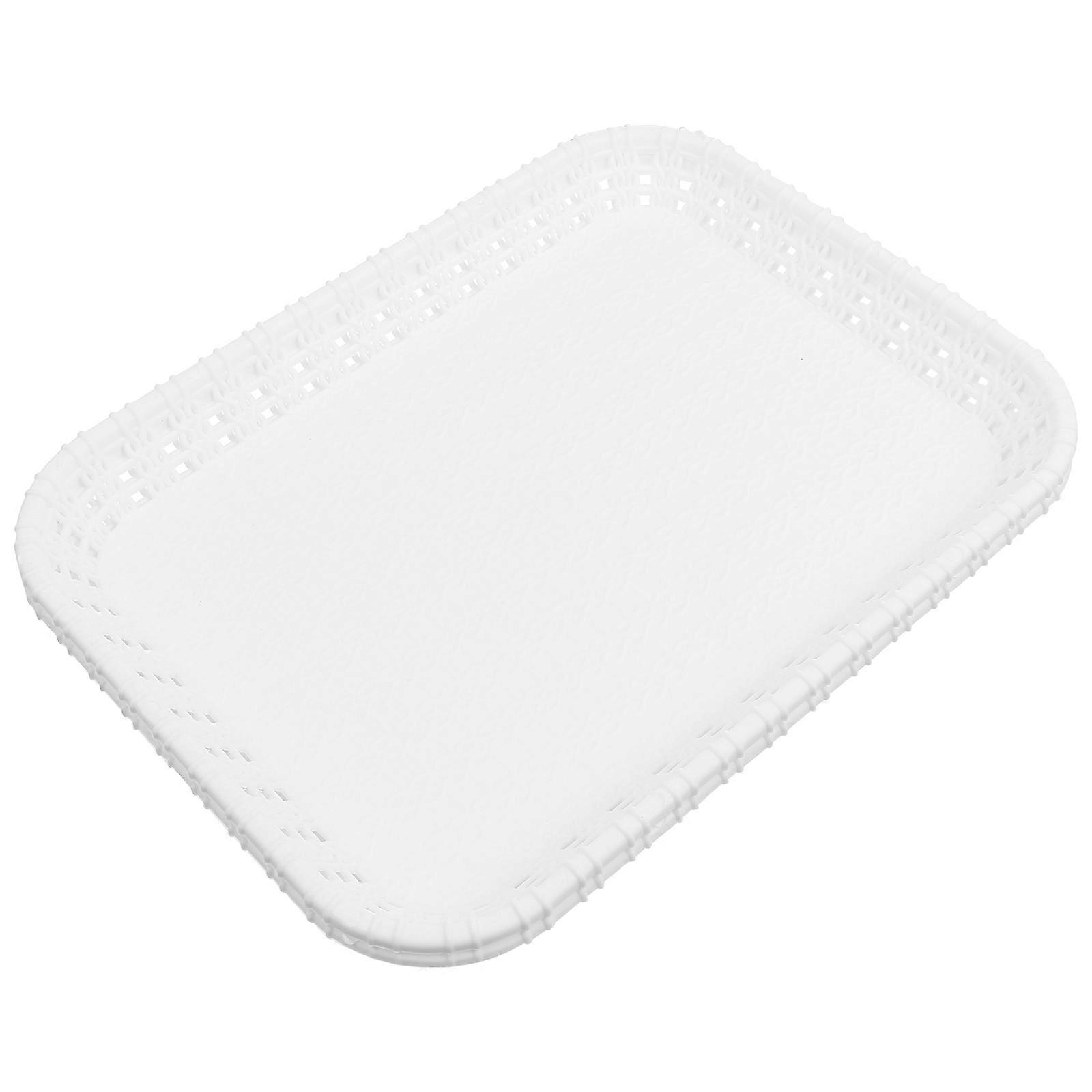 White Rectangular Bread Tray for Food Storage 2Pcs Simple Snack Plate