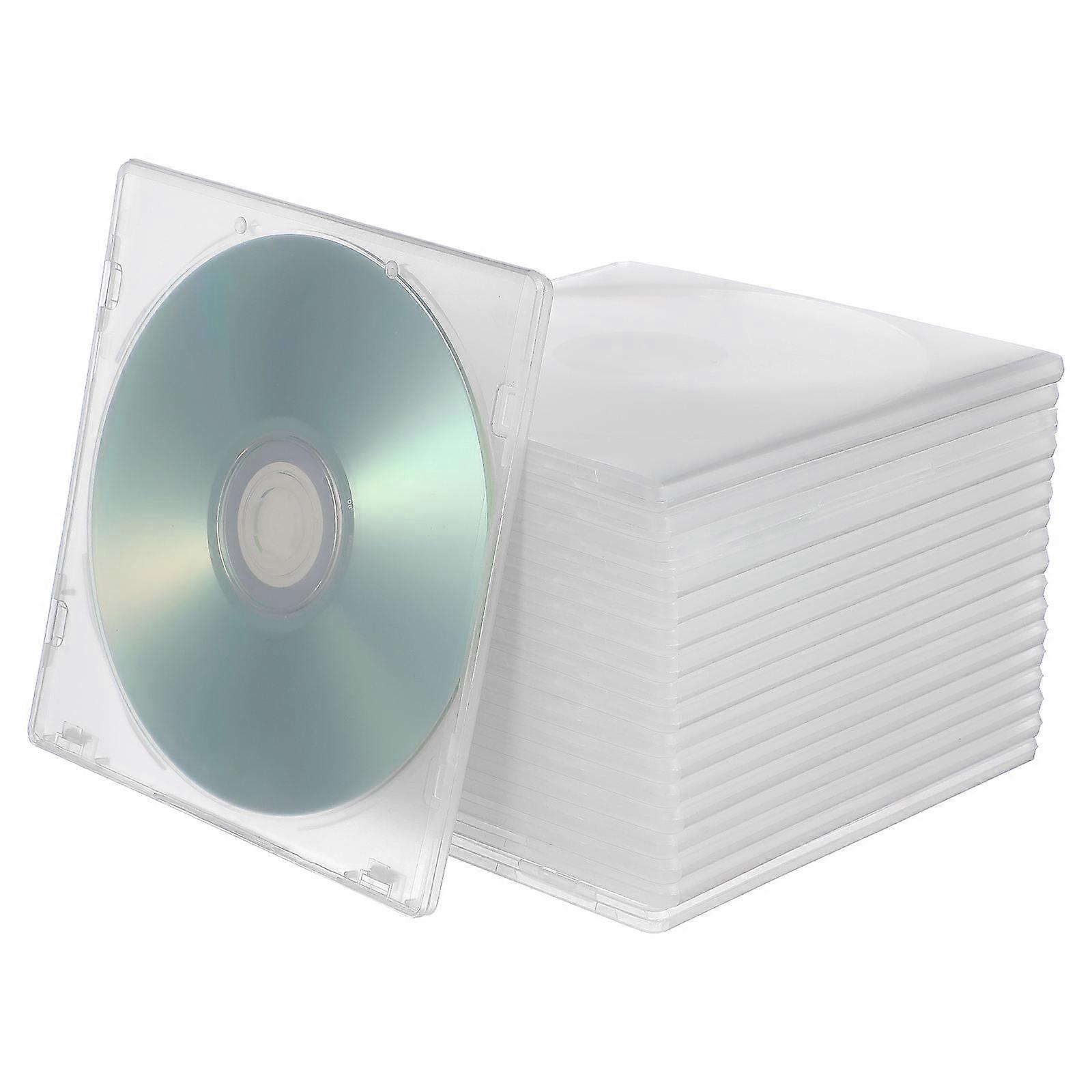 20Pcs Transparent Single CD DVD Case Boxes Slim Clear Storage Organizer