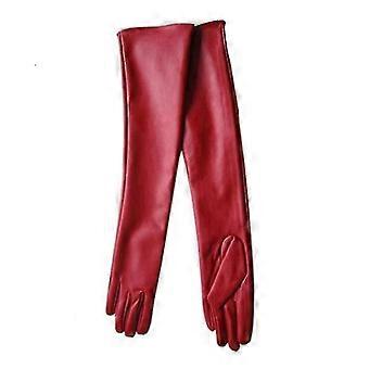Guantes largos de cuero para damas Dedo completo Codo de invierno Guantes de mujer de ópera