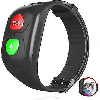 2024 Sos Wristband Gps Tracker Compatible Elderly Emergency Call Sos Gps Locator Phone Emergency Helper Ip67 Waterproof Smart Watch Phone,black New
