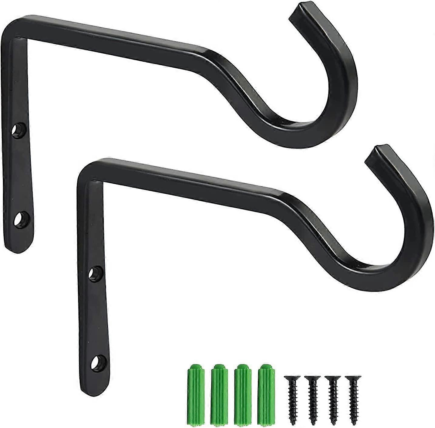 Two hanging basket brackets, wall-mounted basket rack hooks