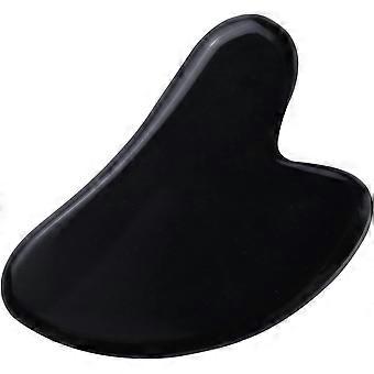 Gua Sha Manual Massage Tool Scraper, Natural Stone Black Obsidian GuaSha Face Jade Stone Genuine, Face and Body Skin Care, Muscle Relaxation (Black Ob