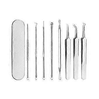 Blackhead Removers Comedone Pimple Removal Extractors Acne Blemish Needles Tool Kit Treatment For Whitehead Popping Zit Nose Face Skincare, 8-in-1 Wit
