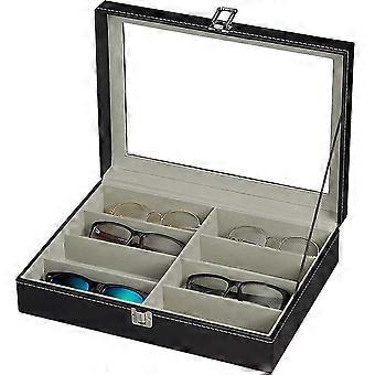 8 Slot Eyeglass Sunglass Storage Box,pu Leather Glasses Display Case