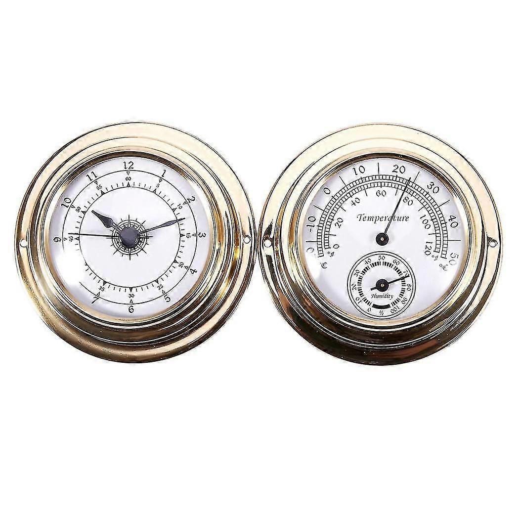 Termometer Hygrometer Barometer Klockor 2 Hela Set Väderstationsmätare