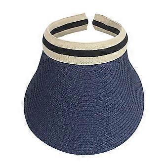 Visiera parasole Cappello a tesa larga Top paglia tessitura decorativa All'aperto Signora estiva Protezione solare Cappello regalo di compleanno Qinhai