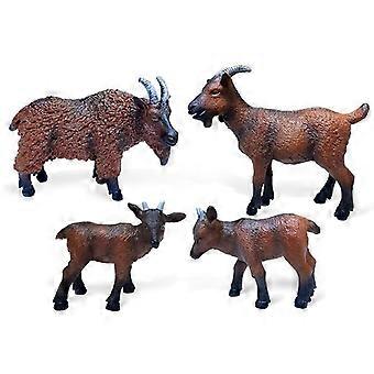 4Pcs Mini Goat Figures Set - Realistic PVC Farm Animal Figurines for Kids and Collectors, Goat Model Playset for Educational Toys and Decorations, 2-1