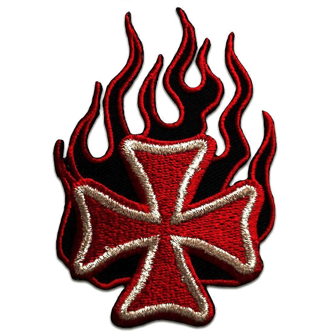 Plaster / strykeplaster - Chopper Cross - rød - 8,4 x 5,5 cm - Appliques Patch