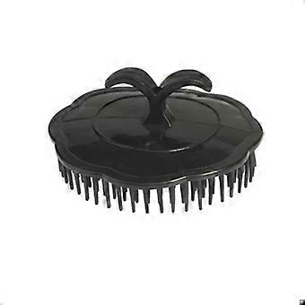 Hairbrush - SIBEL - Round flat massage brush - Black plastic