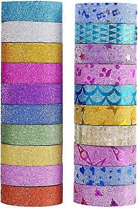 20 Rolls Glitter Washi Tape Colored