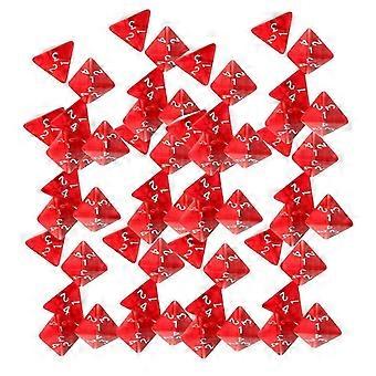 Pakke med 60 Gem Multi-Sided D4 Polyedrisk Terninger Sæt D4 20mm til D&D TRPG Cup spil Rød farve
