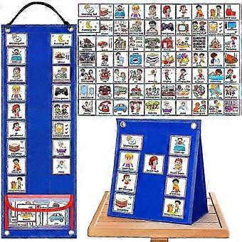 Visual Daily Routine Chart for Kids, Autism Learning Schedule Calendar, Morning Evening Toddler Behavior Planner Hanging Pocket Chart with Visual Card