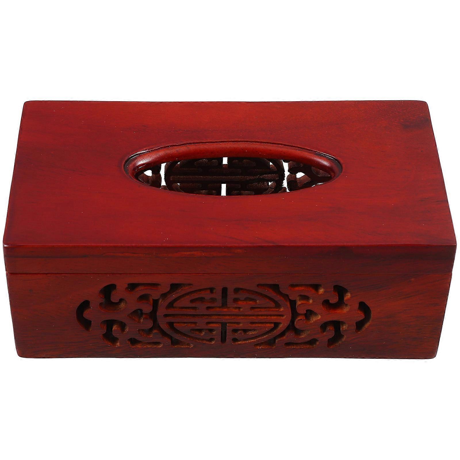 Wood Tissue Box Cover for Tissue Storage with 5Pcs Rectangular Holder Set