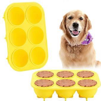 Interactive Dog Treat Ball Toy with 6-Compartment Mold Set, Durable Chew Dispenser, 2-Pack Easy-Clean Feeding Tool
