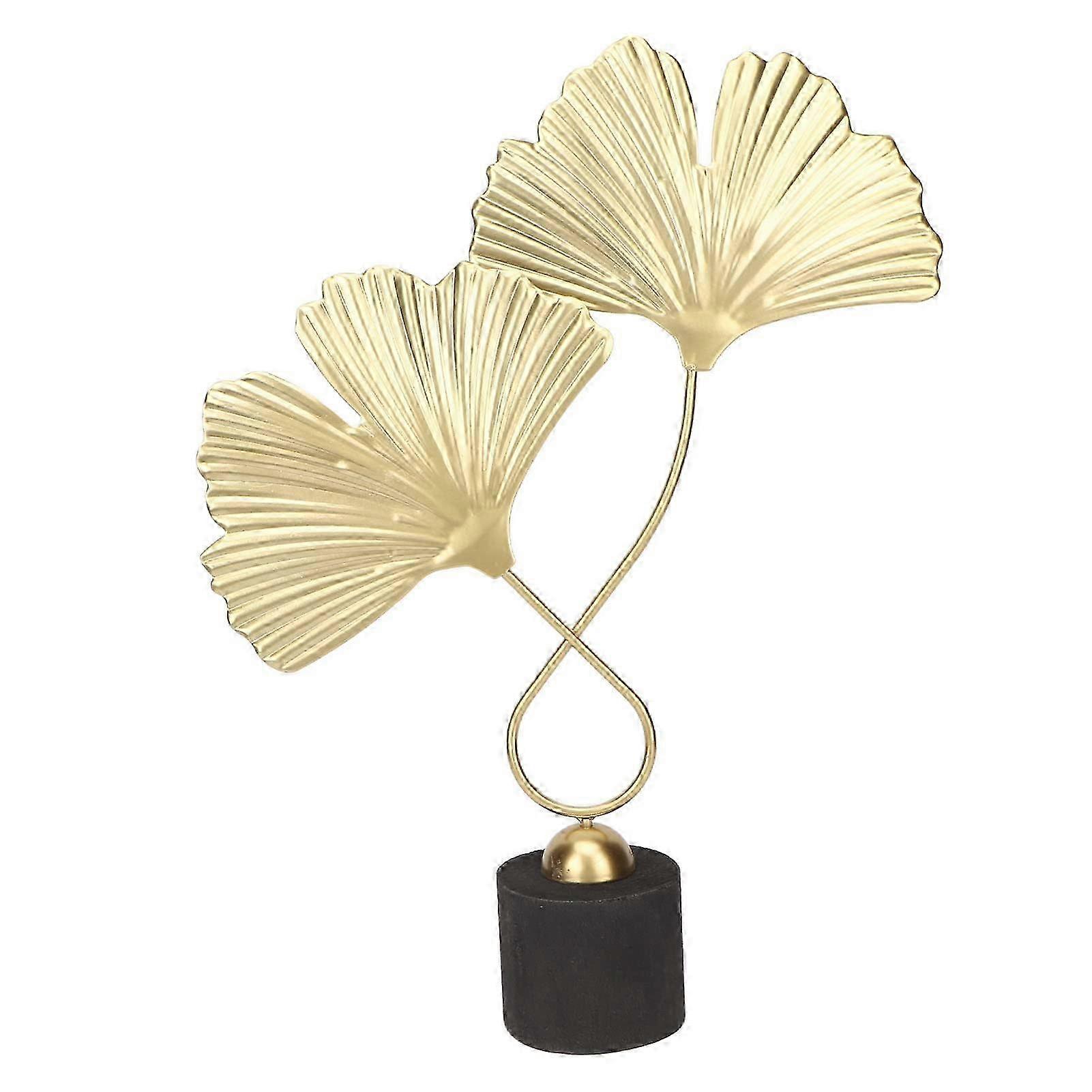 Ginkgo Leaf Metal Statue Golden