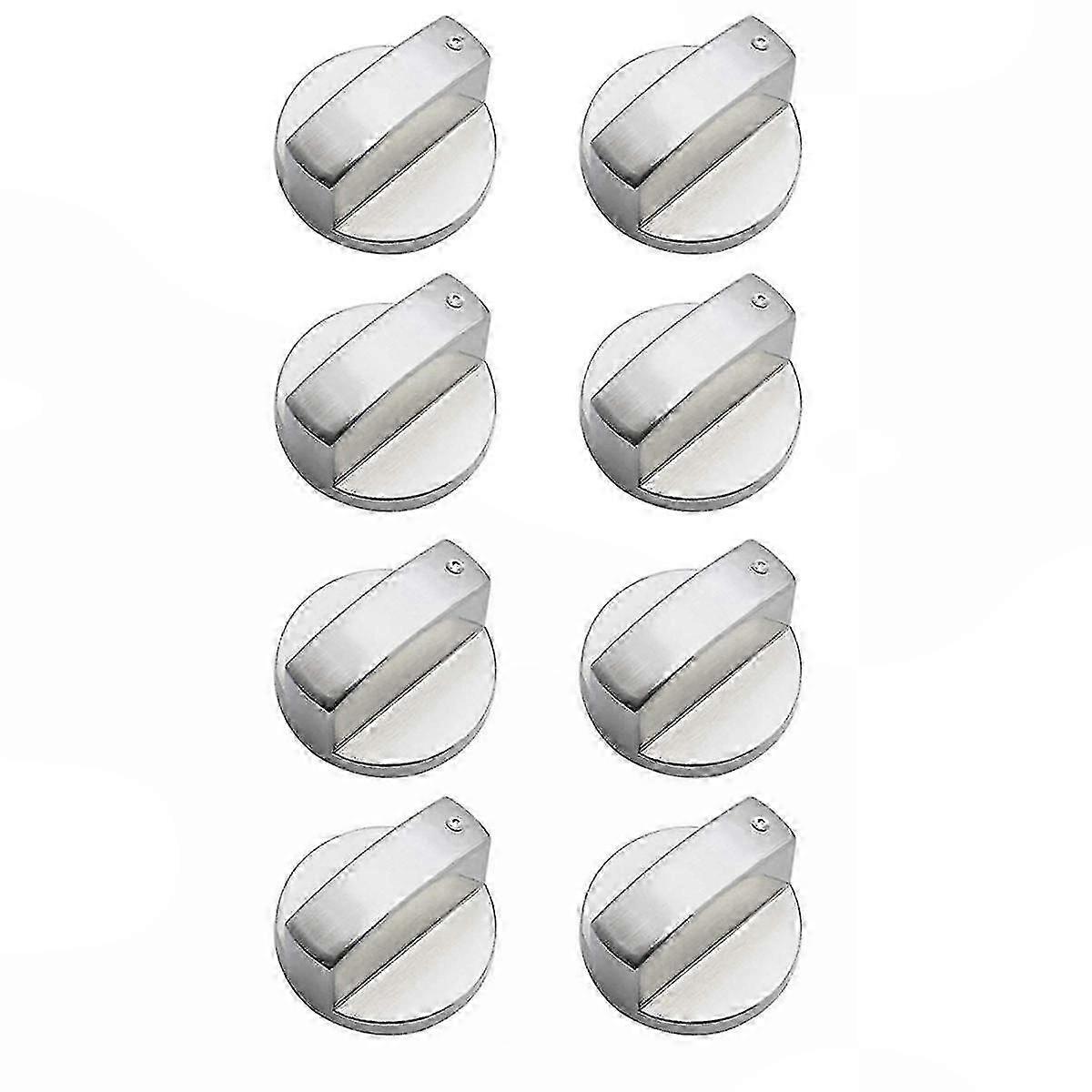 Secure Gas Stove Control Locks - 8 Pcs Metal Silver Knobs, Adapters, and Oven Switch Covers