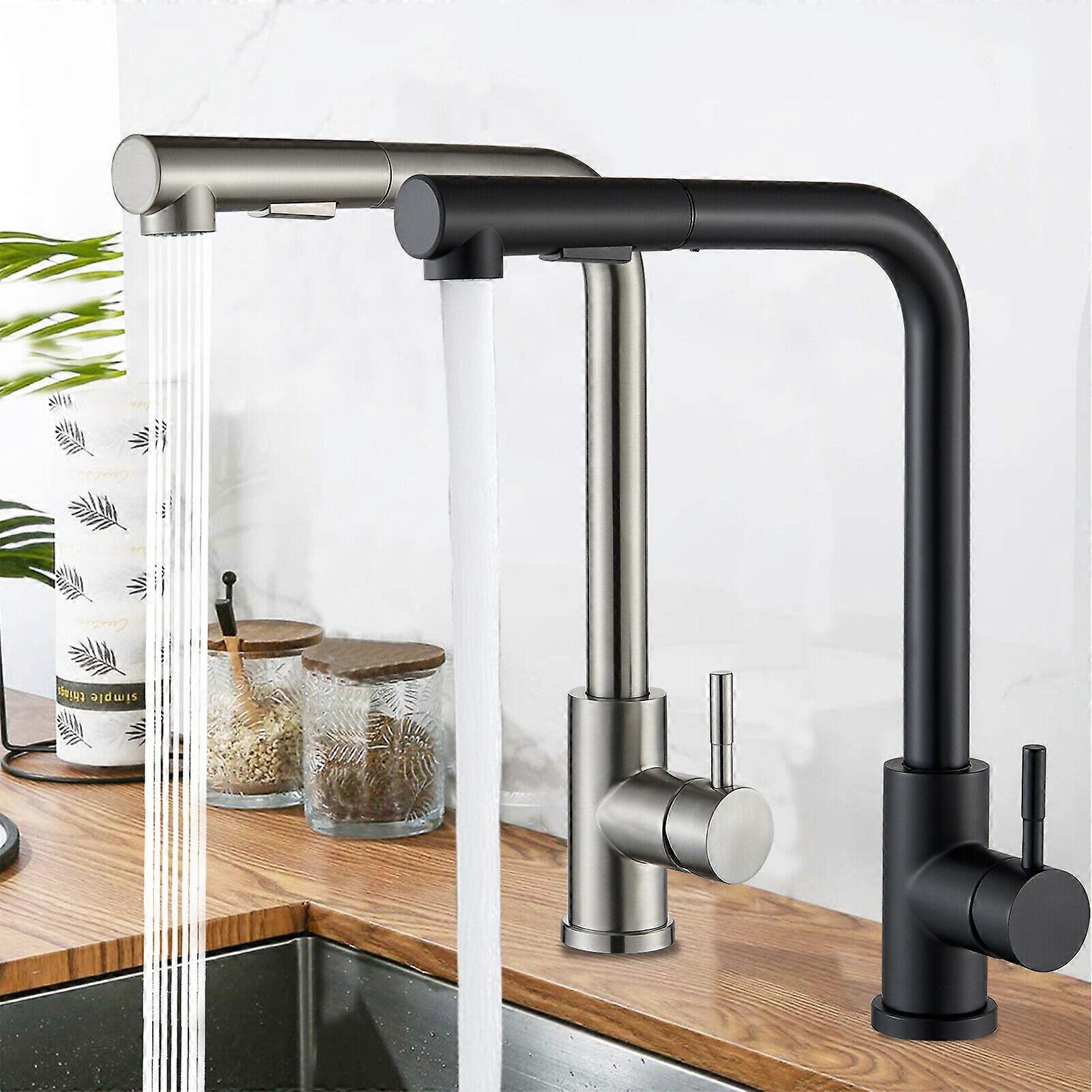 Solid Brass Stainless Steel Kitchen Faucet With Pull-Down Sprayer