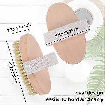 Natural Bristle Exfoliating Brushes, 4 Pack Dry Brushing Body Brush Set for Wet or Dry Use, Supports Cellulite & Lymphatic Drainage