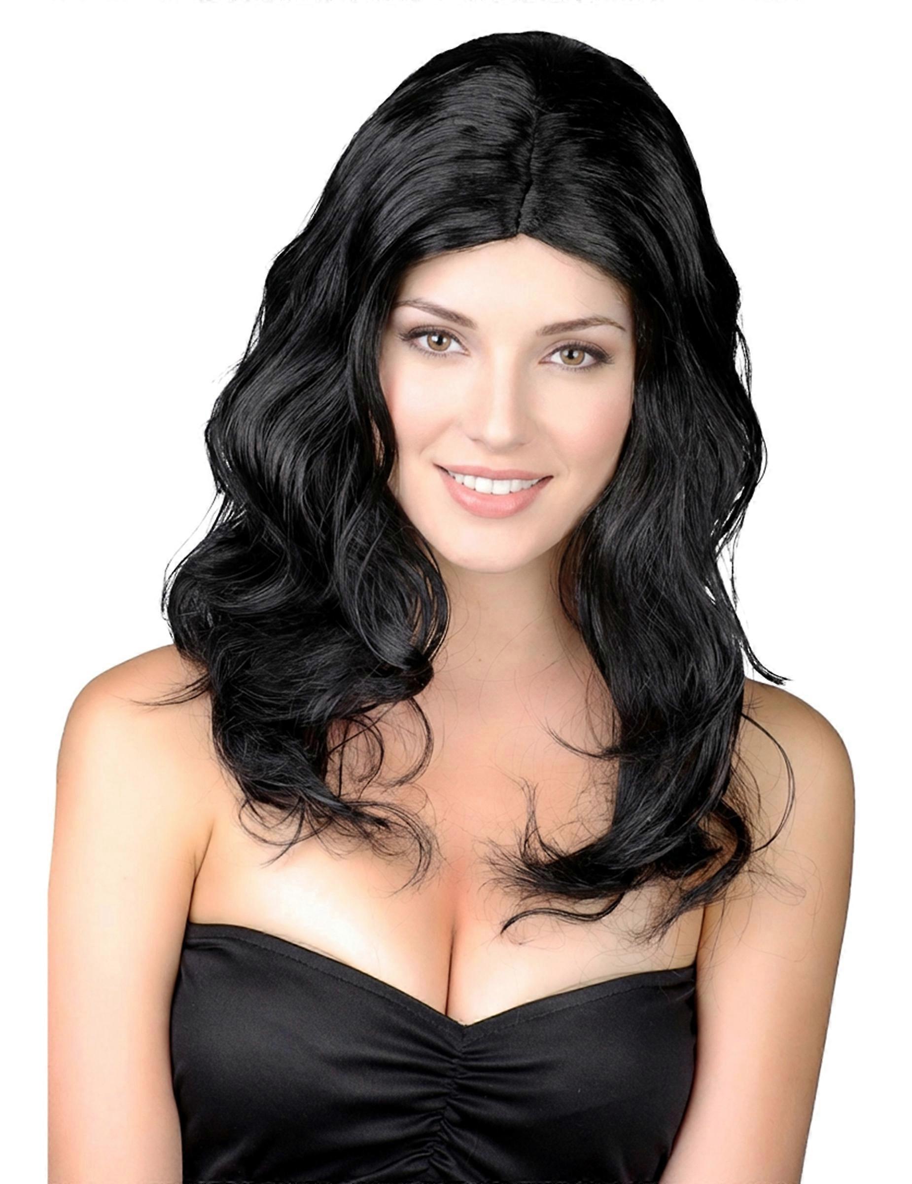 Long wavy black wig for women